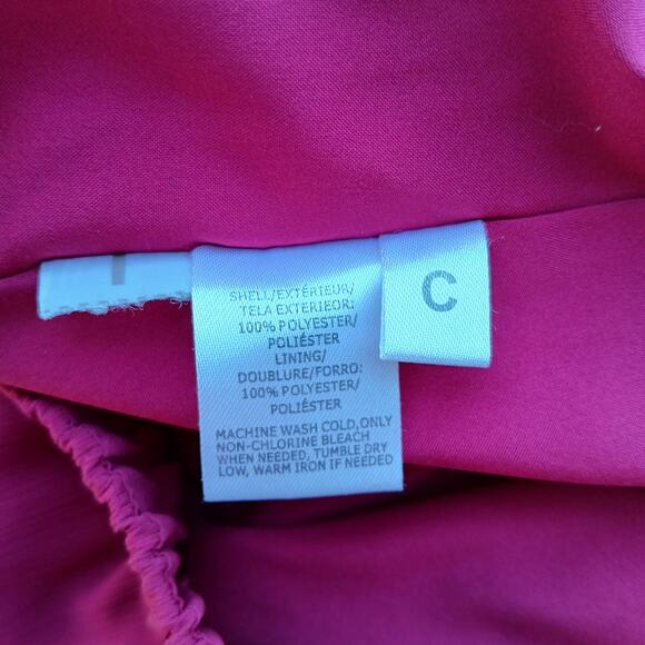 Loft Magenta Pink Pleated Skater Skirt S lined chiffon elastic pull on - Picture 4 of 12